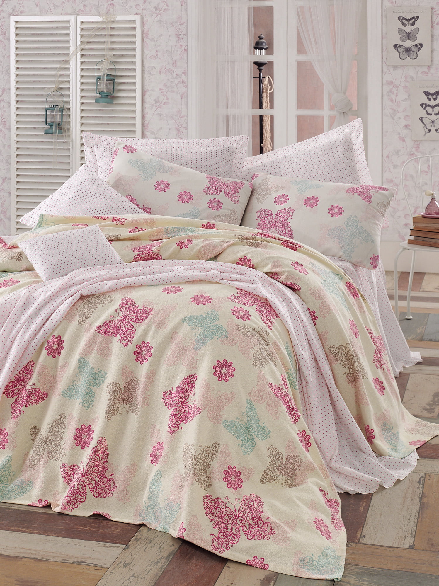 100 Cotton Cream Coverlet Set, Assorted Size