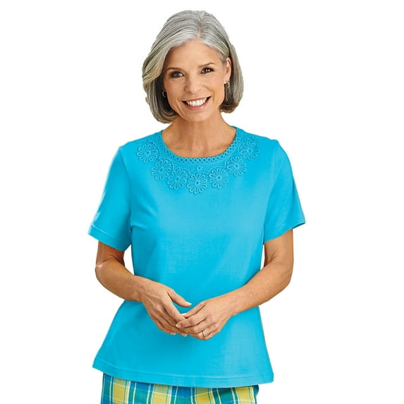 100% Cotton Crochet-Trim Top