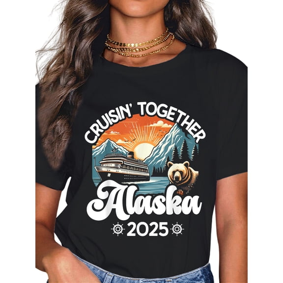 100% Cotton Cruisin Together Alaska 2025 Family Friend Alaska Cruise T-Shirt