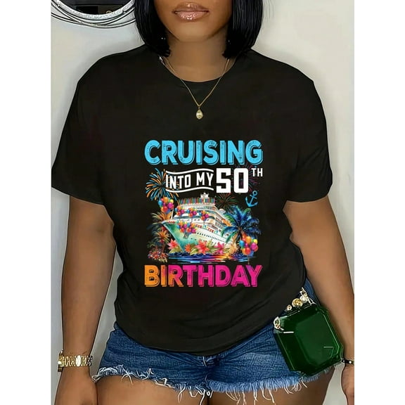 100% Cotton Cruising Into My 50th Birthday Trip Vacation Cruise Birthday T-Shirt