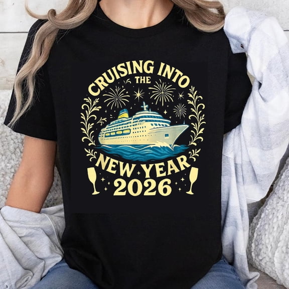 100% Cotton Cruising Into The New Year 2026 Cruise Ship Celebration Shirt Women Men Holiday Party T-Shirt Fun Gift For Travel Lovers