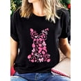 thumbnail image 1 of 100% Cotton Cute Easter Bunny Coquette Bow Happy Easter Day, Women's Clothing Tee For Adult, Men, Women, Teen, Teenager, Adolescent, Youth, 1 of 6