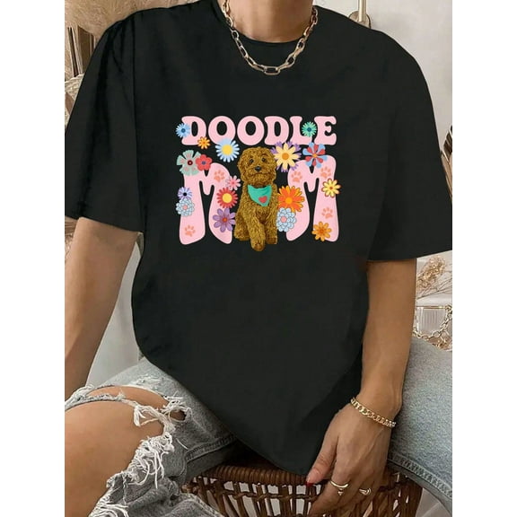 100% Cotton Cute Goldendoodle Doodle Dog Mom Design Women T-Shirt.Jpg