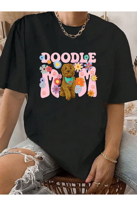 100% Cotton Cute Goldendoodle Doodle Dog Mom Design Women T-Shirt.Jpg