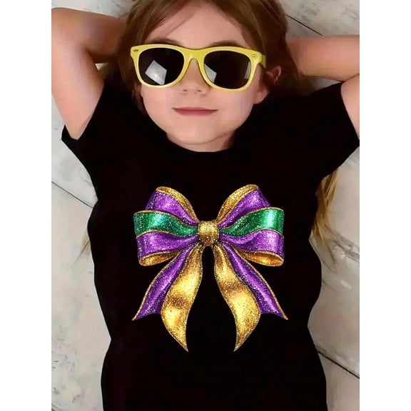 100% Cotton Cute Mardi Gras Fat Coquette Bow Tuesday girls women Kid T-Shirt Graphic T-shirts for boys and girls