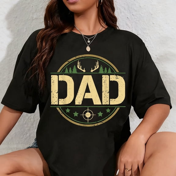 100% Cotton Dad Deer Hunter Bow Hunting Animal Shooting Father's Day Men T-Shirt