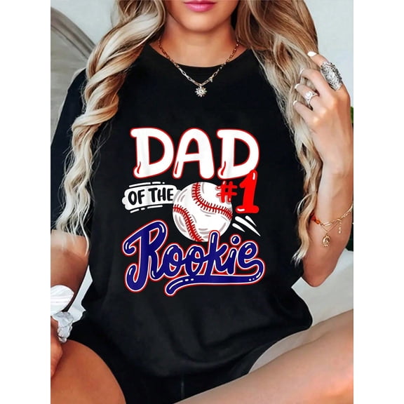 100% Cotton Dad Of Rookie 1st Baseball Birthday Party Theme Matching T-Shirt