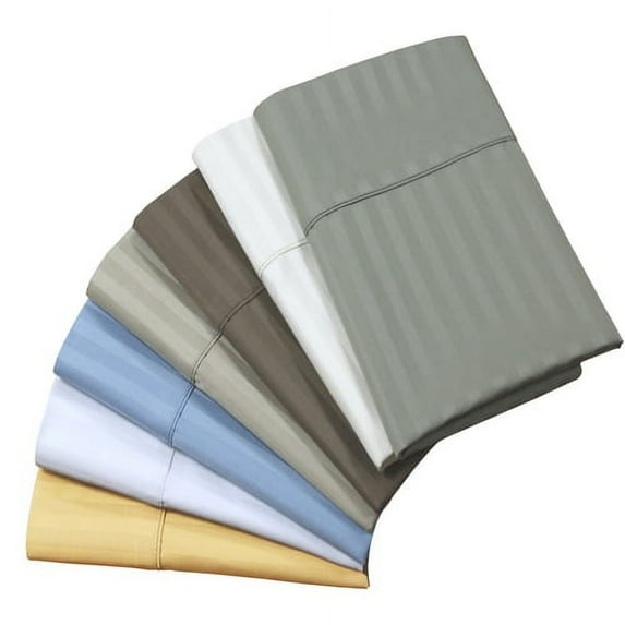 100% Cotton Damask Striped 1000 Thread Count Pillowcases (Pair)