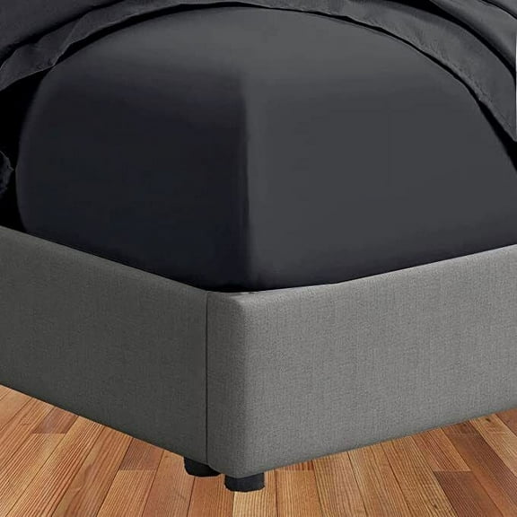100% Cotton Dark Gray Solid Extra Deep Pocket 600TC 1PC Fitted Sheet Elastic Fit