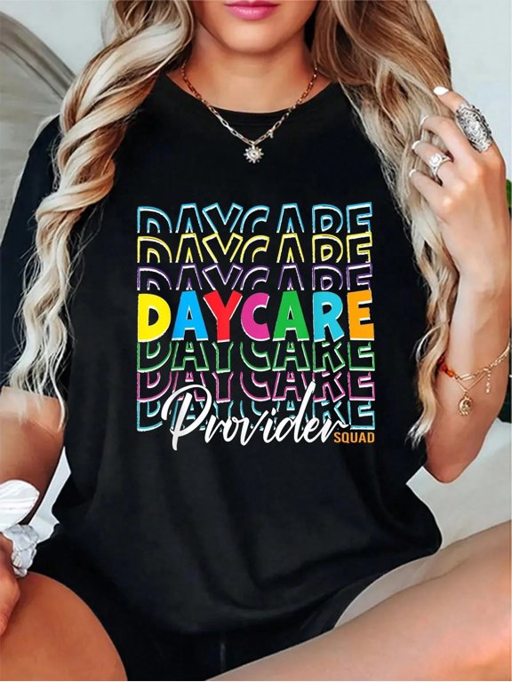 100% Cotton Daycare Provider T-Shirt, Tiny Human Tamer Graphic Tee, Funny Childcare Worker Shirt, Preschool Teacher Appreciation Gift, Daycare Staff Casual Short Sleeve Crew Neck Top for Men