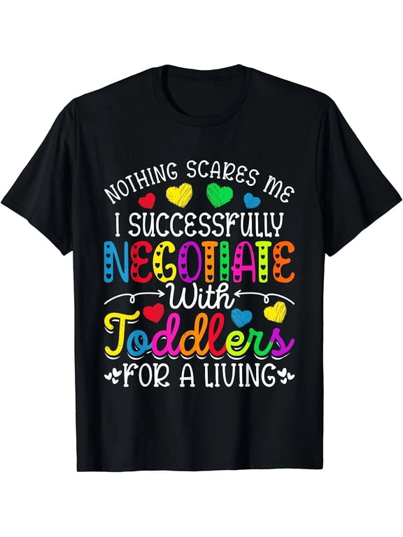 100% Cotton Daycare Provider Teacher T-Shirt, Funny Back to School Childcare Shirt, Preschool Teacher Gift for Women and Men, Unisex Adult Casual Tee, Teacher Appreciation Shirt