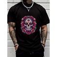 thumbnail image 1 of 100% Cotton De Los Muertos Day Of The Dead Sugar Skull Halloween Women T-Shirt Summer Men For Top, 1 of 7