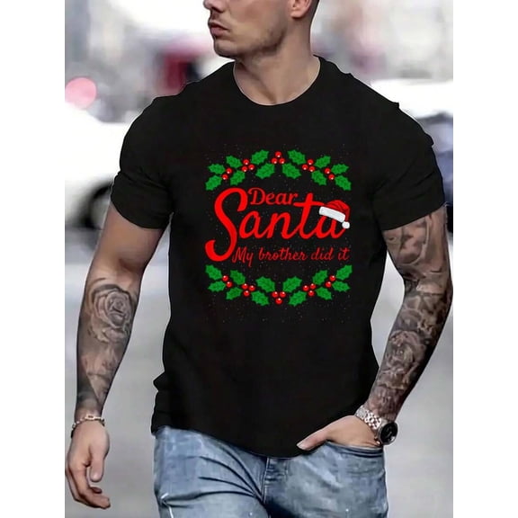 100% Cotton Dear Santa, My Did It, Funny Naughty List T-Shirts Funny Printed Men's T-Shirt