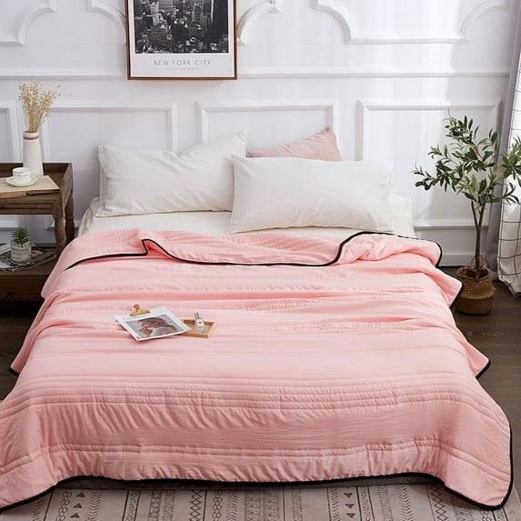 100% Cotton Direct Cooling Blanket for Hot Sleepers,Full Size Lightweight Breathable Summer Blankets for Bed,for Sleeping, Hot Flashes Night Sweats(B,1 * Cool Ice Silk Solid Color Summer Cool Quilt)