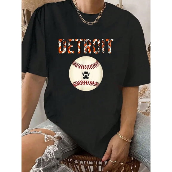 100% Cotton Distressed Tiger Mascot Tshirt Cool Detroit Baseball Ball.Jpg
