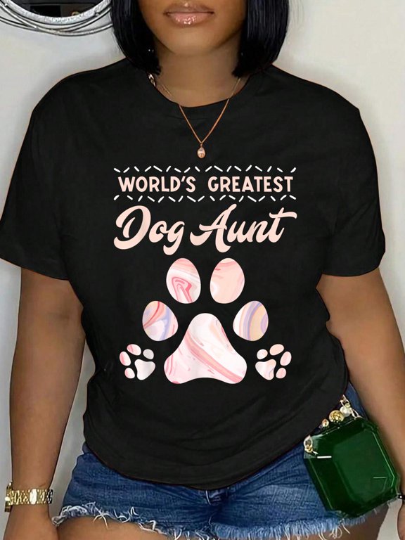 100% Cotton Dog lover Worlds Best Aunt Mother's Day Best aunts T-Shirt Women's Graphic Tee Casual Tops