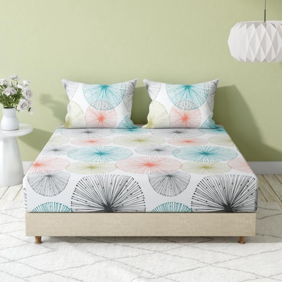 100% Cotton Double Bedsheet For Queen Size With 2 Pillow Covers 72 X 60 Inches, Multicolor | Durable & Long Lasting - All Around Elastic Fitted Sheet