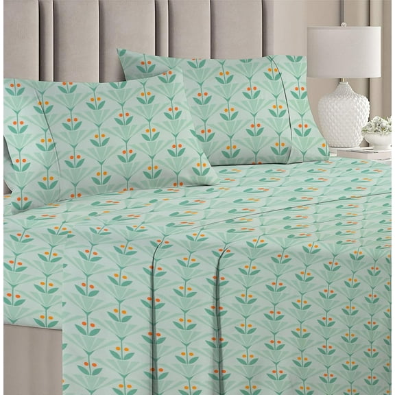 100% Cotton Double Bedsheets With 2 King Size Matching Pillow Covers - 90 X 90 Inches, Mint Green | Ideal For House, Bedroom, Hotel, Guest House