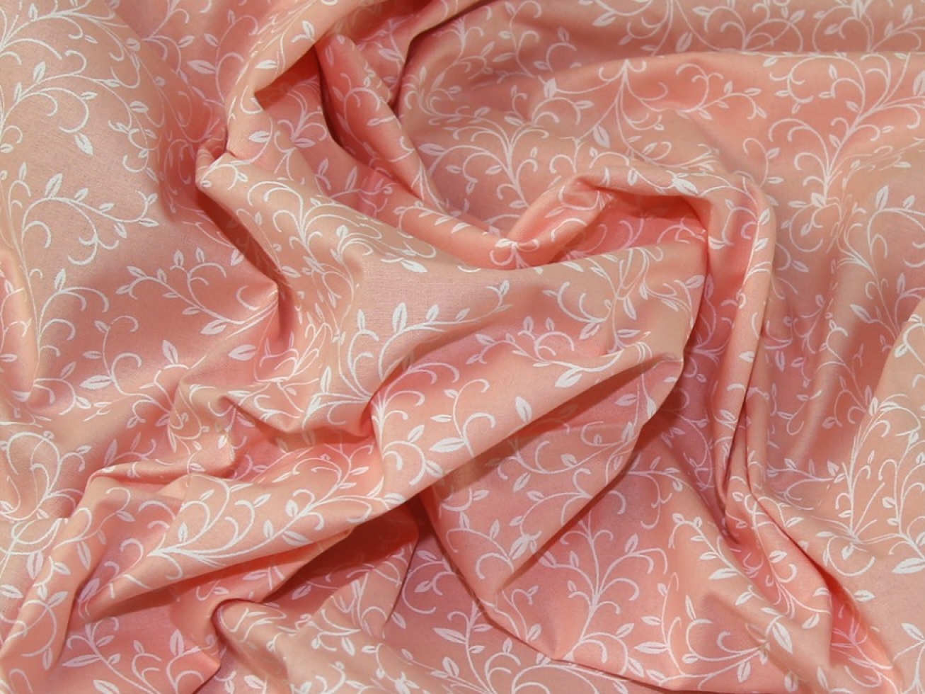 100% Cotton Dress Fabric Peach Plants - per yard