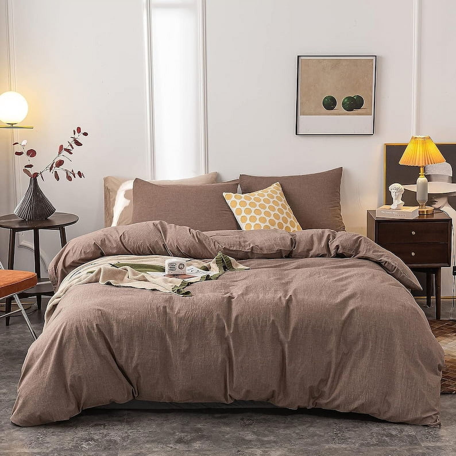 100% Cotton Duvet Cover Coffee 3 Piece Set- Ultra Soft And Easy Care Bedding Set Organic Boho Bedding king , Bohemian Quilt Cover Thrown