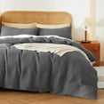 thumbnail image 1 of 100%  Cotton Duvet Cover Set King Size, Waffle Weave Duvet Cover, 600 TC Soft Breathable Luxury Textured Bedding Set for All Season, 3 PCS, 1 Duvet Cover and 2 Pillowcases, Dark Grey, 104"x90", 1 of 18