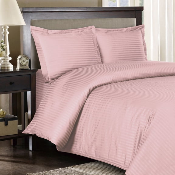 100% Cotton Duvet Cover Sets 300 Thread Count Damask Striped - Twin/Twin XL - Blush