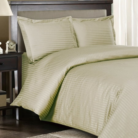 100% Cotton Duvet Cover Sets 300 Thread Count Damask Striped - Twin/Twin XL - Linen