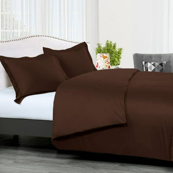 100% Cotton Duvet Cover Sets 300 Thread Count Solid - Full/Queen - Chocolate