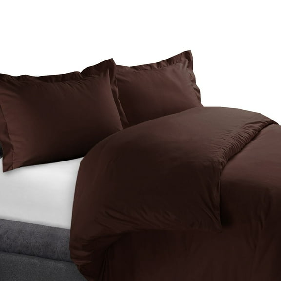 100% Cotton Duvet Cover Sets 450 Thread Count Solid - Full/Queen - Chocolate