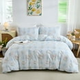 thumbnail image 1 of 100% Cotton Duvet Cover  Soft Cotton Chic Shabby Garden Blue Floral Bedding Set with 2 Pillowcases Vintage Soft&Breathable Comforter Cover Set with Zipper Closure, 1 of 9