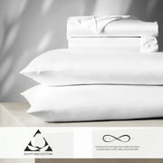 Aireolux 100% Cotton Egyptian 1000 Thread Count Queen Bed Sheet Set – 4-Piece Silky Sateen, Deep Pocket, Super Soft & Breathable, White