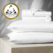 Aireolux 100% Egyptian Cotton 1000 Thread count 4 Piece Full Bed Sheet Set – Silky Sateen, Deep Pocket, Super Soft & Breathable, White