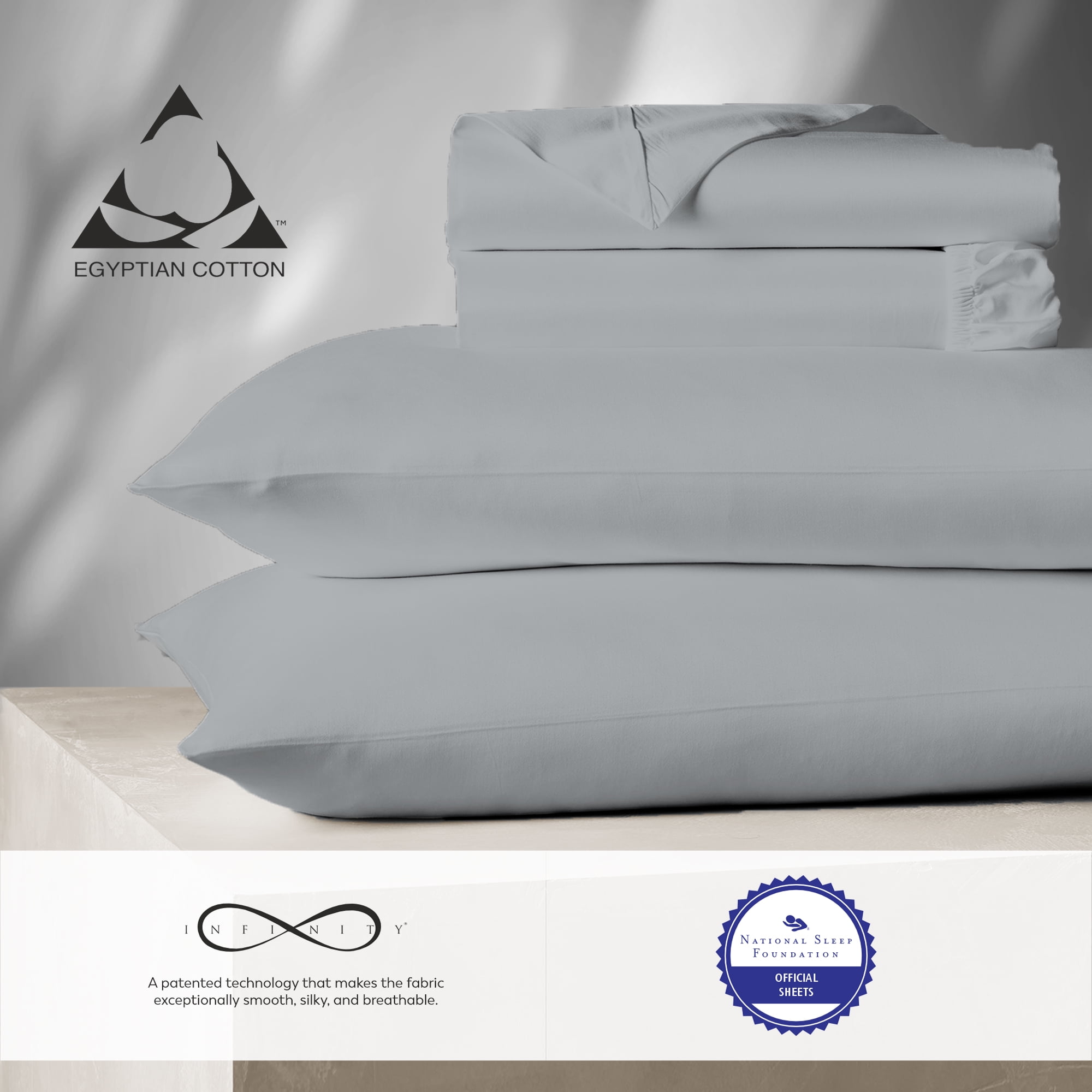 100% Cotton Egyptian Full Sheet Set, 1000 Thread Count Soft, Silky, Breathable & Deep Pocket 4-Piece Set Soft Silver by Aireolux - Walmart.com