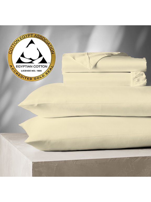 100% Egyptian Cotton 1000 Thread count 4 Piece King Bed Sheet Set – Silky Sateen, Deep Pocket, Super Soft & Breathable, Yellow