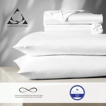 Aireolux 100% Cotton Egyptian Queen Sheet Set, 1000 Thread Count Soft, Silky, Breathable & Deep Pocket 4-Piece Set White
