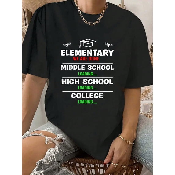 100% Cotton Elementary Graduation Class 2024 5th 6th Grade Graduate T-Shirt