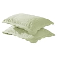 thumbnail image 1 of 100% Cotton Embroidered Quilted Pillow Shams - King - Green, 1 of 5