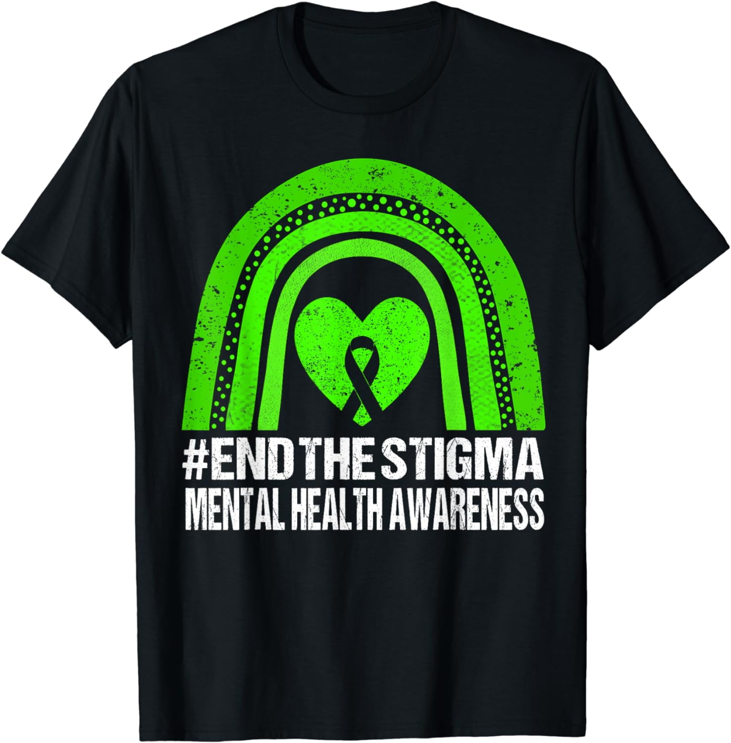 100 Cotton End The Stigma Mental Health Awareness Shirt Green Ribbon T