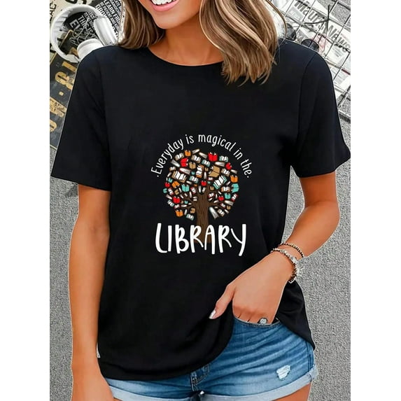 100% Cotton Everyday Is Magical In The Library Book Lover Librarian T-Shirt