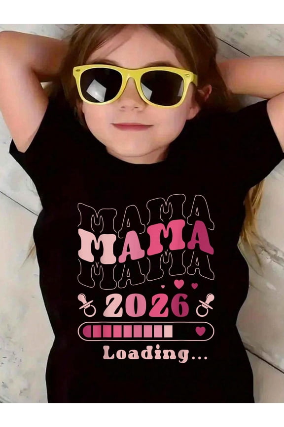 100% Cotton Expecting Mom To Be, Mama 2026 Loading, Baby Announcement Kid T-Shirt Graphic T-shirts for boys and girls