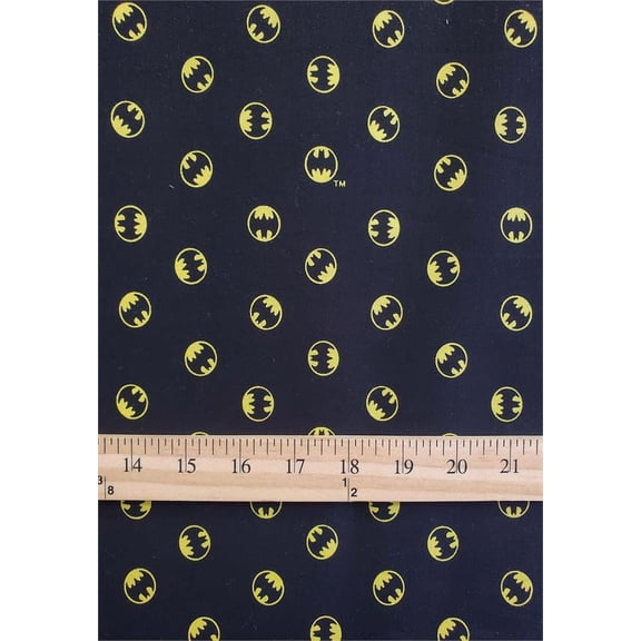 100% Cotton Fabric "DC's Batman Yellow logo - DARK Background" Print / by Yard