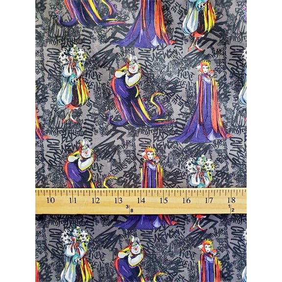 100% Cotton Fabric "Disney's Evil Witch Sketch (Witches COLORED)" Print / SBY