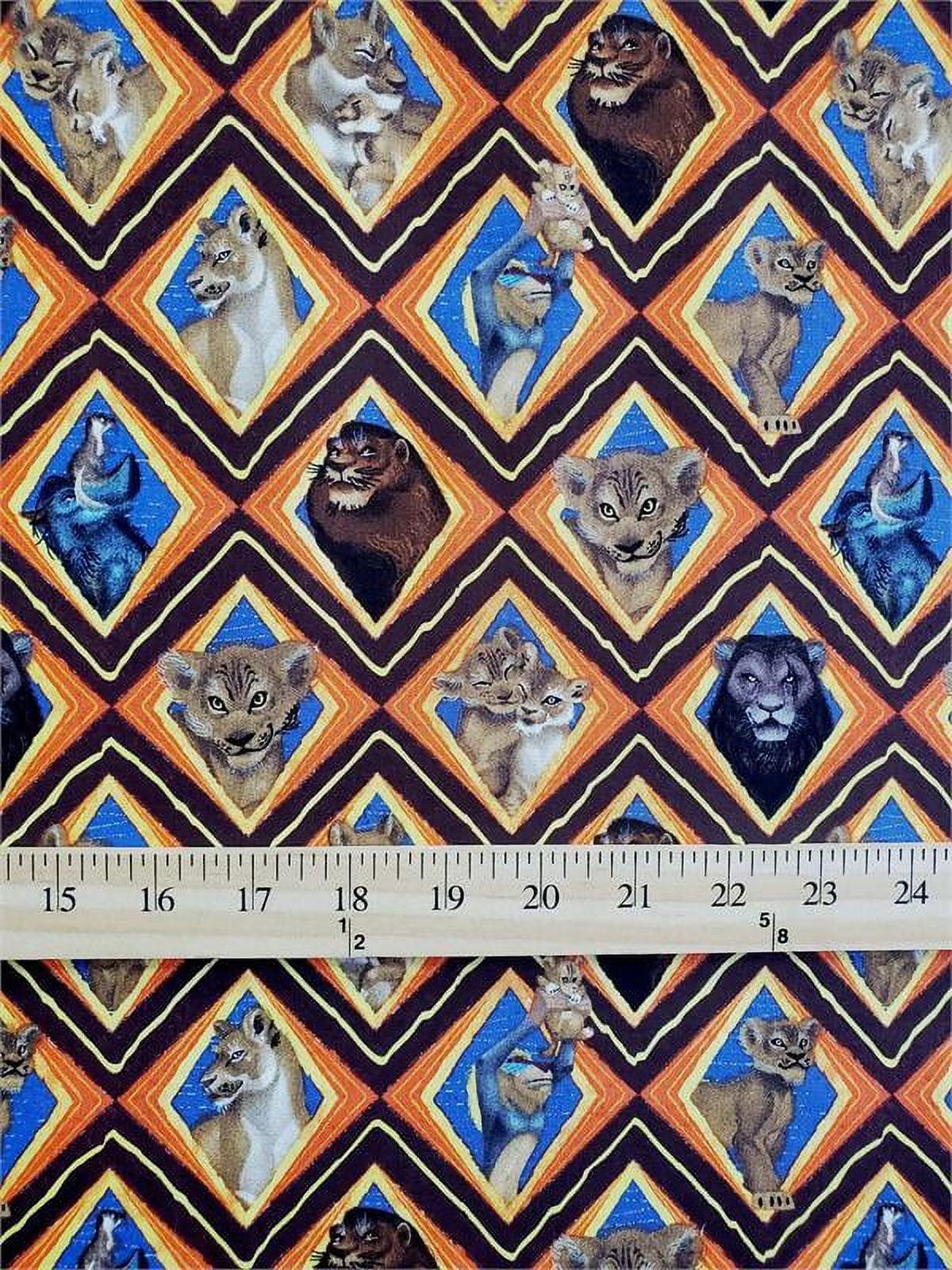 100% Cotton Fabric "Disney's Lion King, Characters in Diamond Frames" Print/ SBY