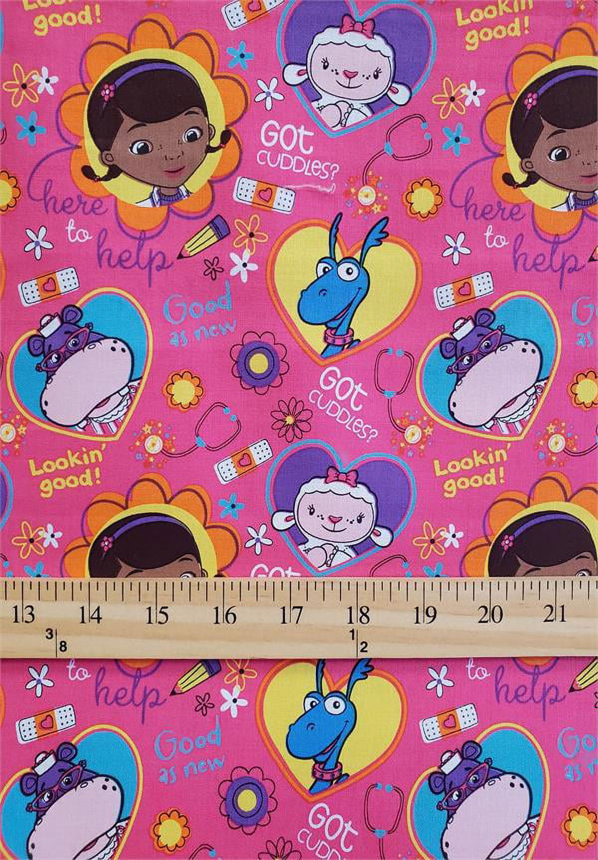 100% Cotton Fabric "Doc McStuffins, Got Cuddles?" Print /45" Wide/ Sold By Yard