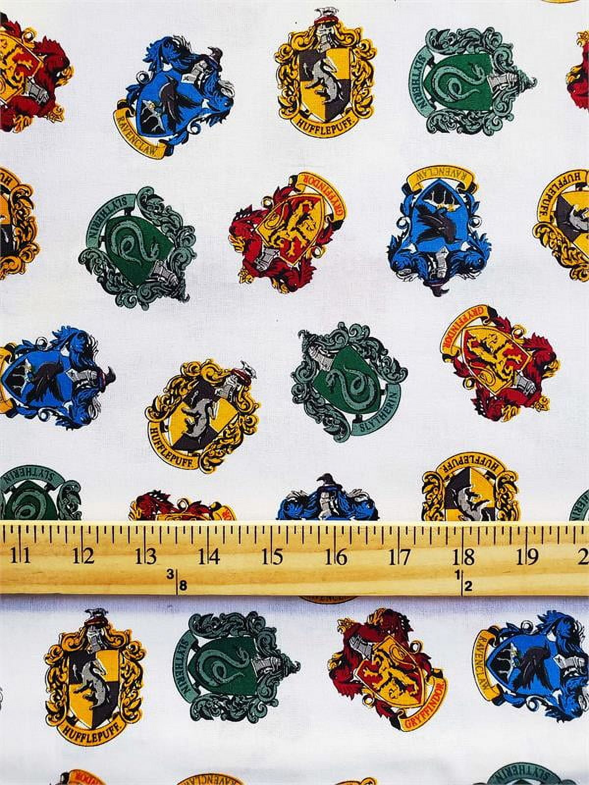 100% Cotton Fabric "HARRY POTTER HOUSE CRESTS" Print / 45" Wide / Sold By Yard