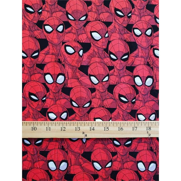 100% Cotton Fabric Marvel's Spiderman, Spidey's Stare ALL OVER pattern / 45"WIDE