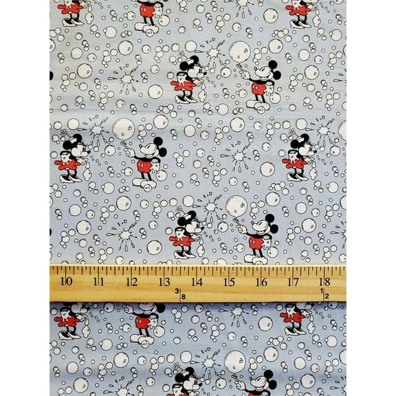 100% Cotton Fabric "Mickey & Minnie Mouse - Bubbles" Print/45" Wide/Sold By Yard