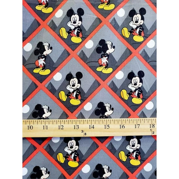 100% Cotton Fabric Mickey Mouse, Diamond Frames- Night Mountains Print/45" WIDE