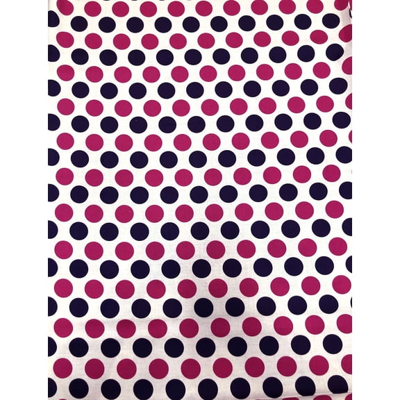 100% Cotton Fabric None Stretch W/1" Inch Polka Dots