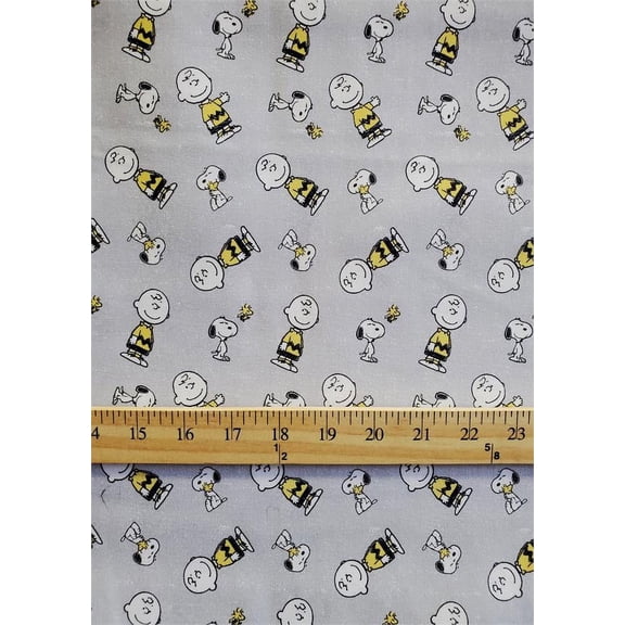 100% Cotton Fabric "Snoopy, Charlie Brown, & Woodstock, All Over pattern" Print